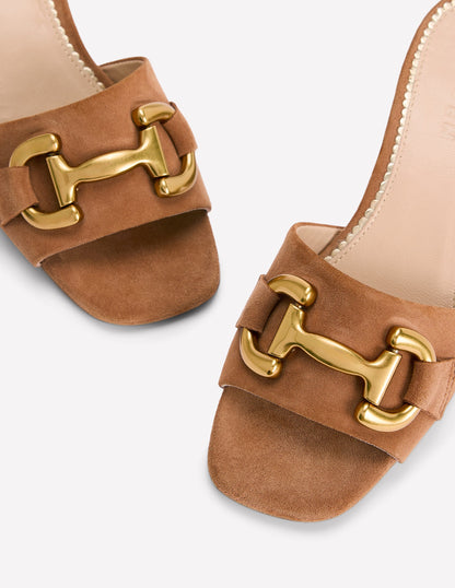 Iris Snaffle Heeled Mules-Tan-5