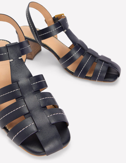 Low Block Fisherman Sandals-Navy-4