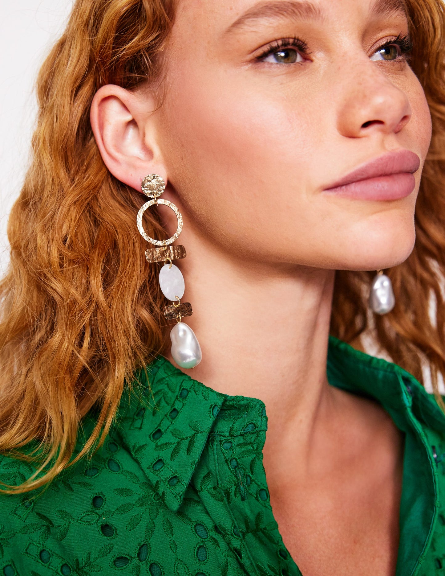 Statement Drop Earrings-Gold Colour/ Faux Pearl