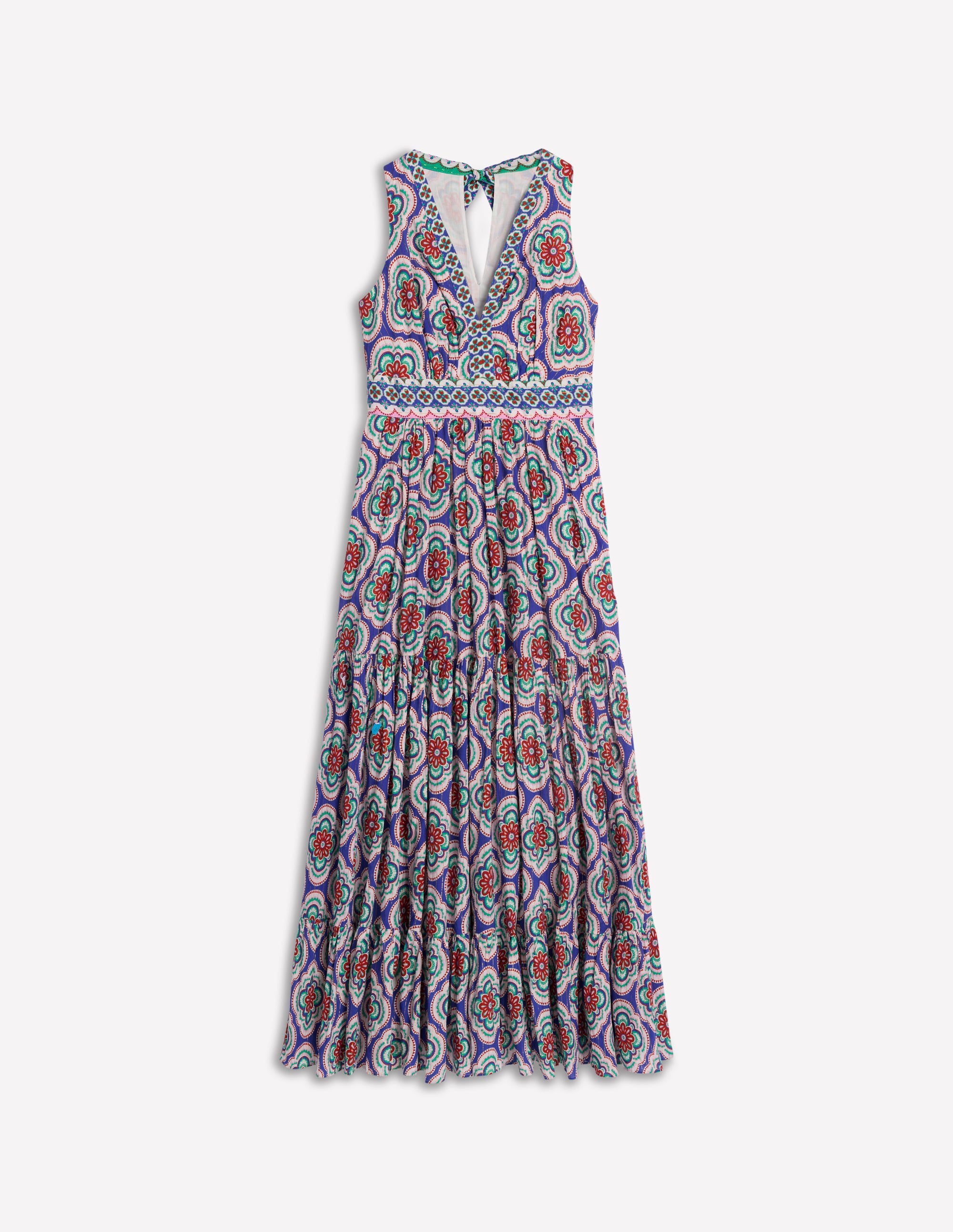 Serena Cotton Tie Maxi Dress-Bright Blue, Botanic Blush - Image 6