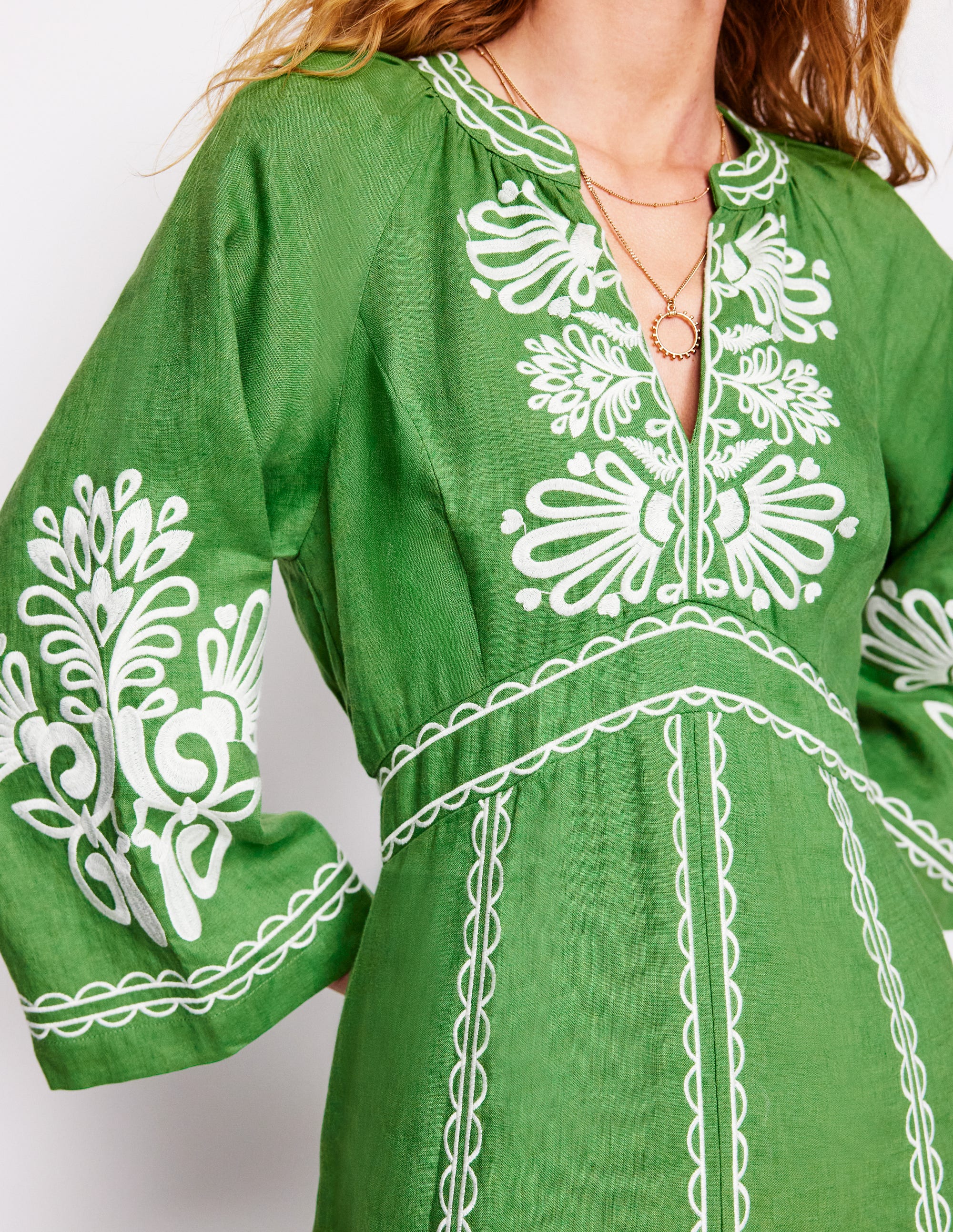 Una Linen Midi Dress-Paradise Green - Image 4