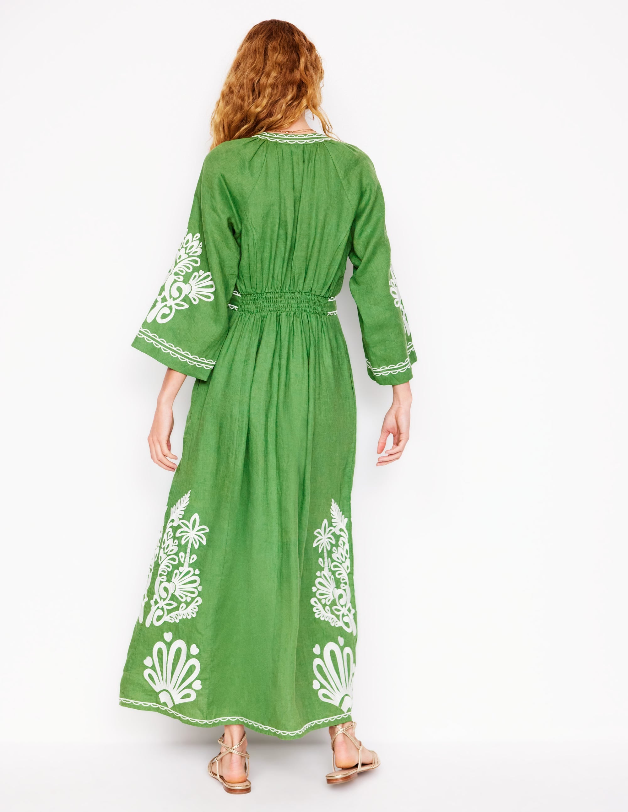 Una Linen Midi Dress-Paradise Green - Image 5