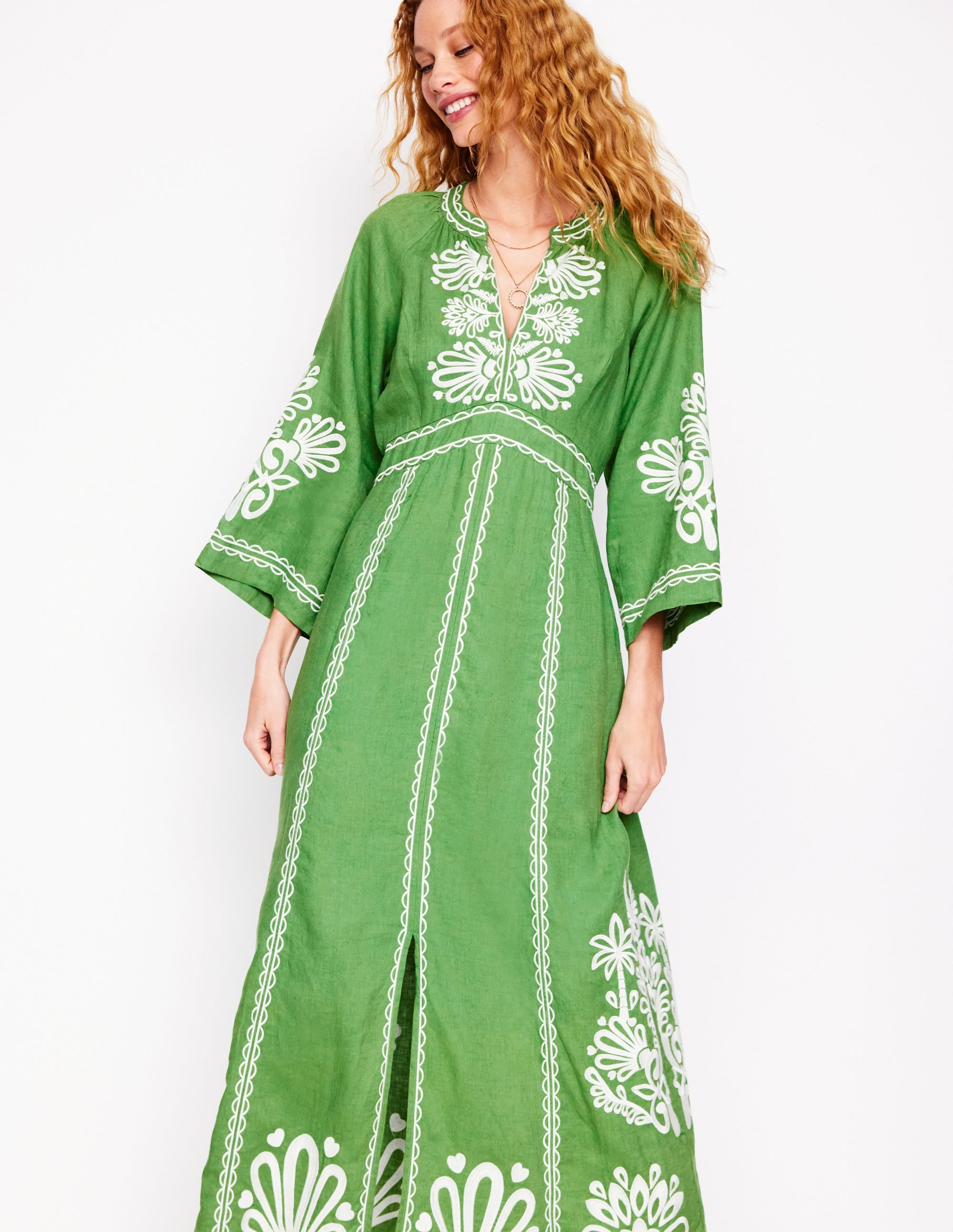 Una Linen Midi Dress-Paradise Green - Image 6