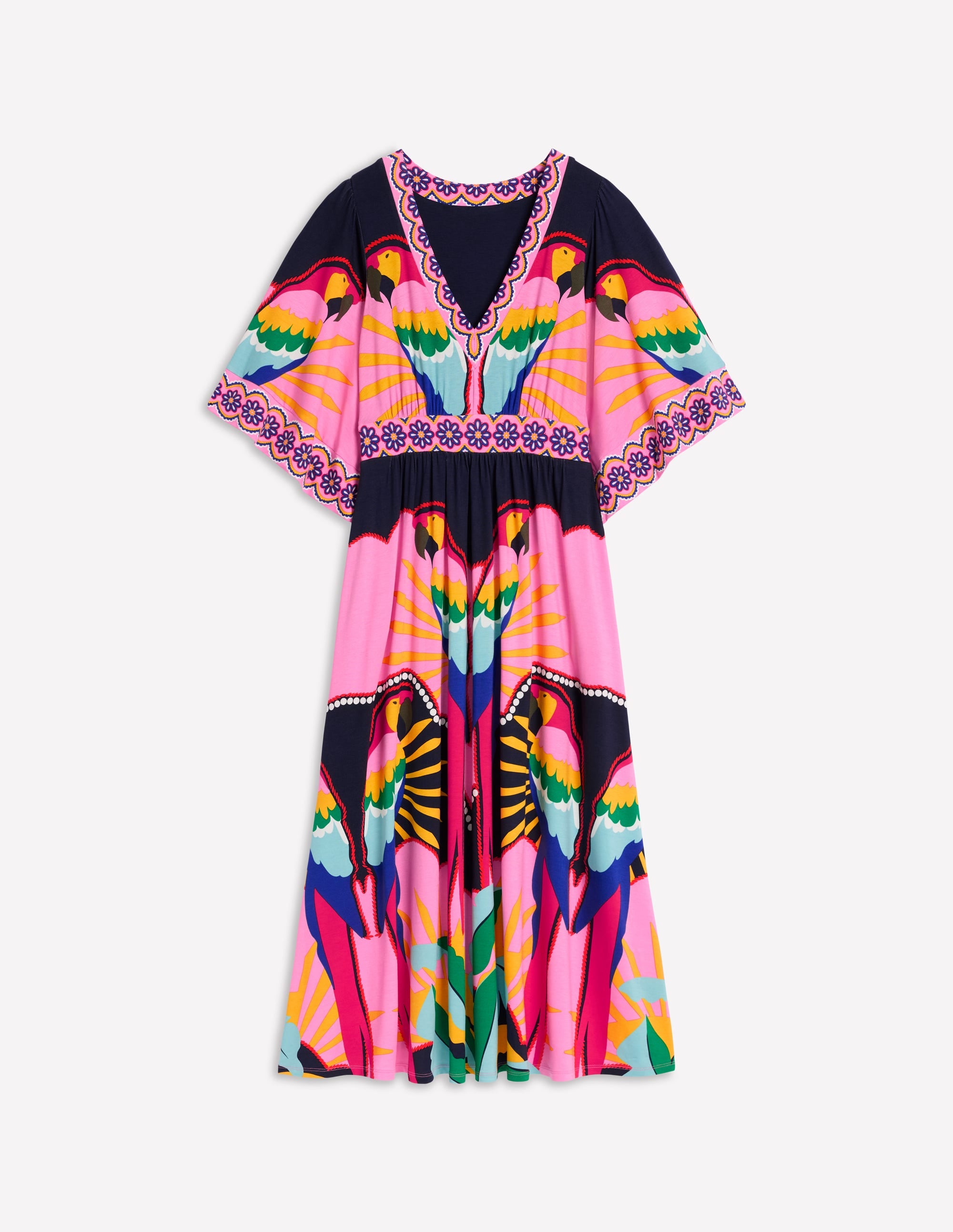 Maya Kimono Jersey Maxi Dress-Multi, Paradise Parrot - Image 6