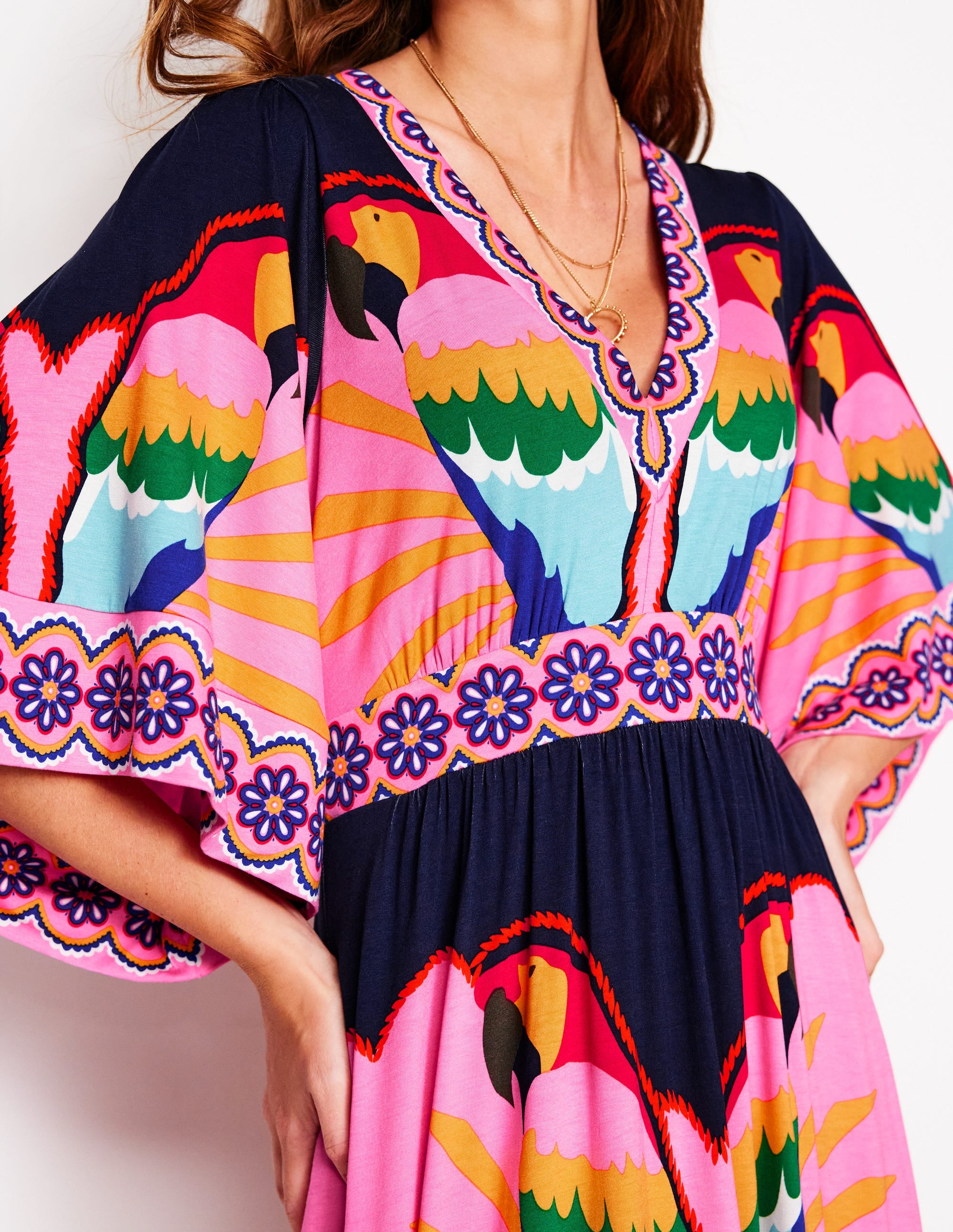 Maya Kimono Jersey Maxi Dress-Multi, Paradise Parrot - Image 2