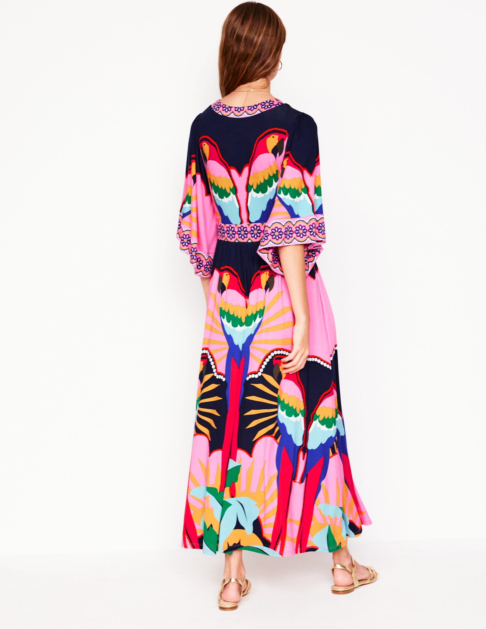 Maya Kimono Jersey Maxi Dress-Multi, Paradise Parrot - Image 3