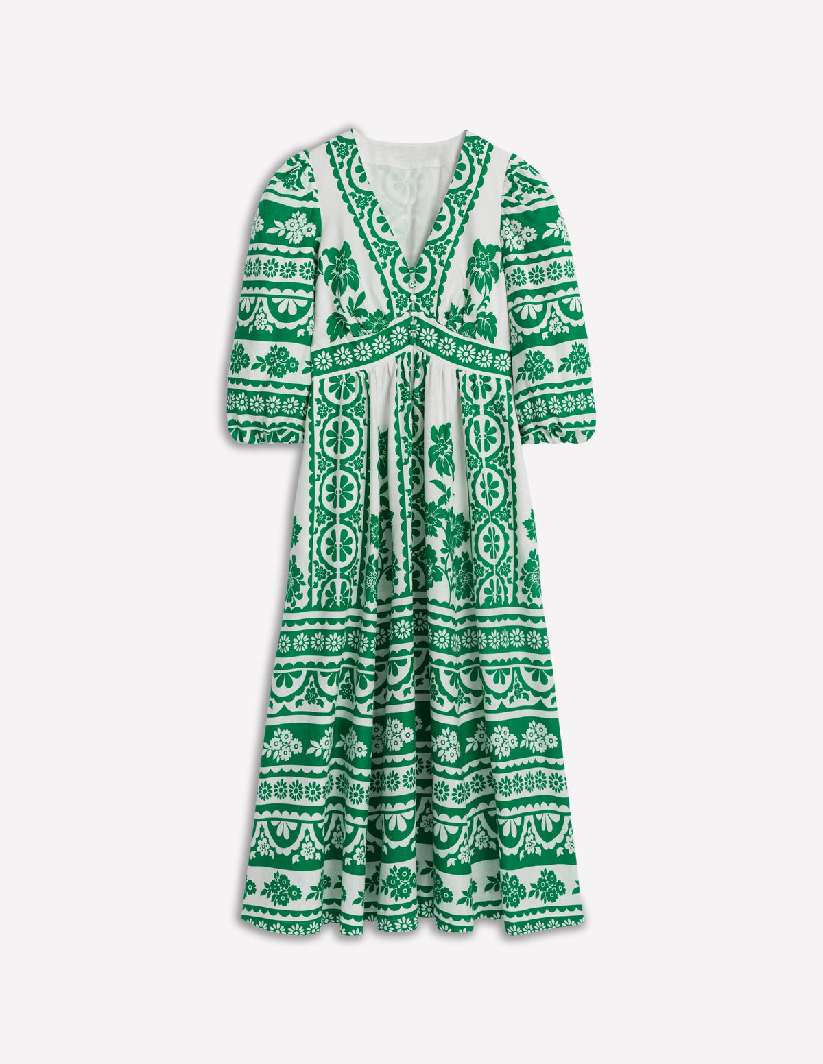 Lola Blouson Maxi Dress-Rich Emerald, Ornate Tropics - Image 6