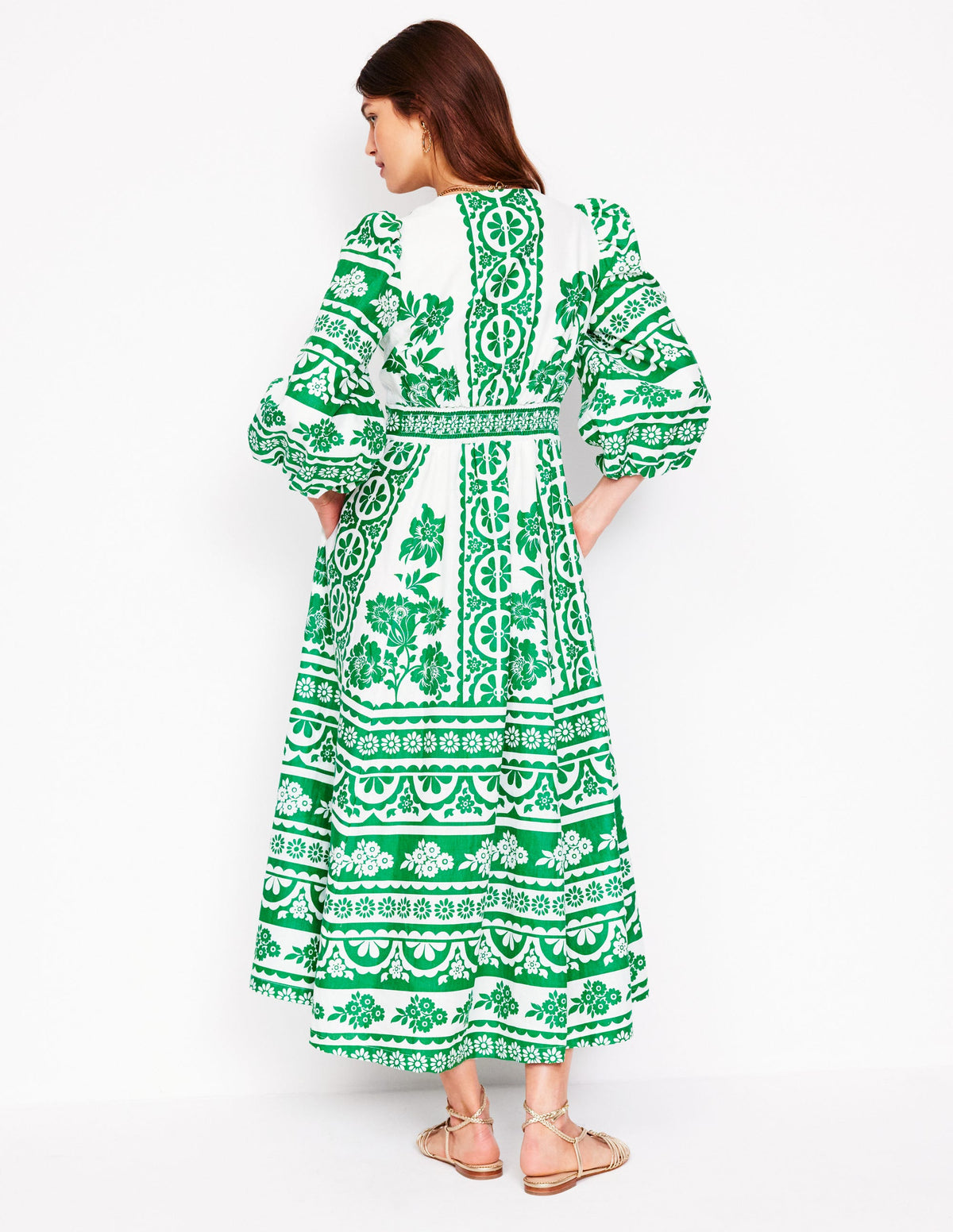 Lola Blouson Maxi Dress-Rich Emerald, Ornate Tropics - Image 3