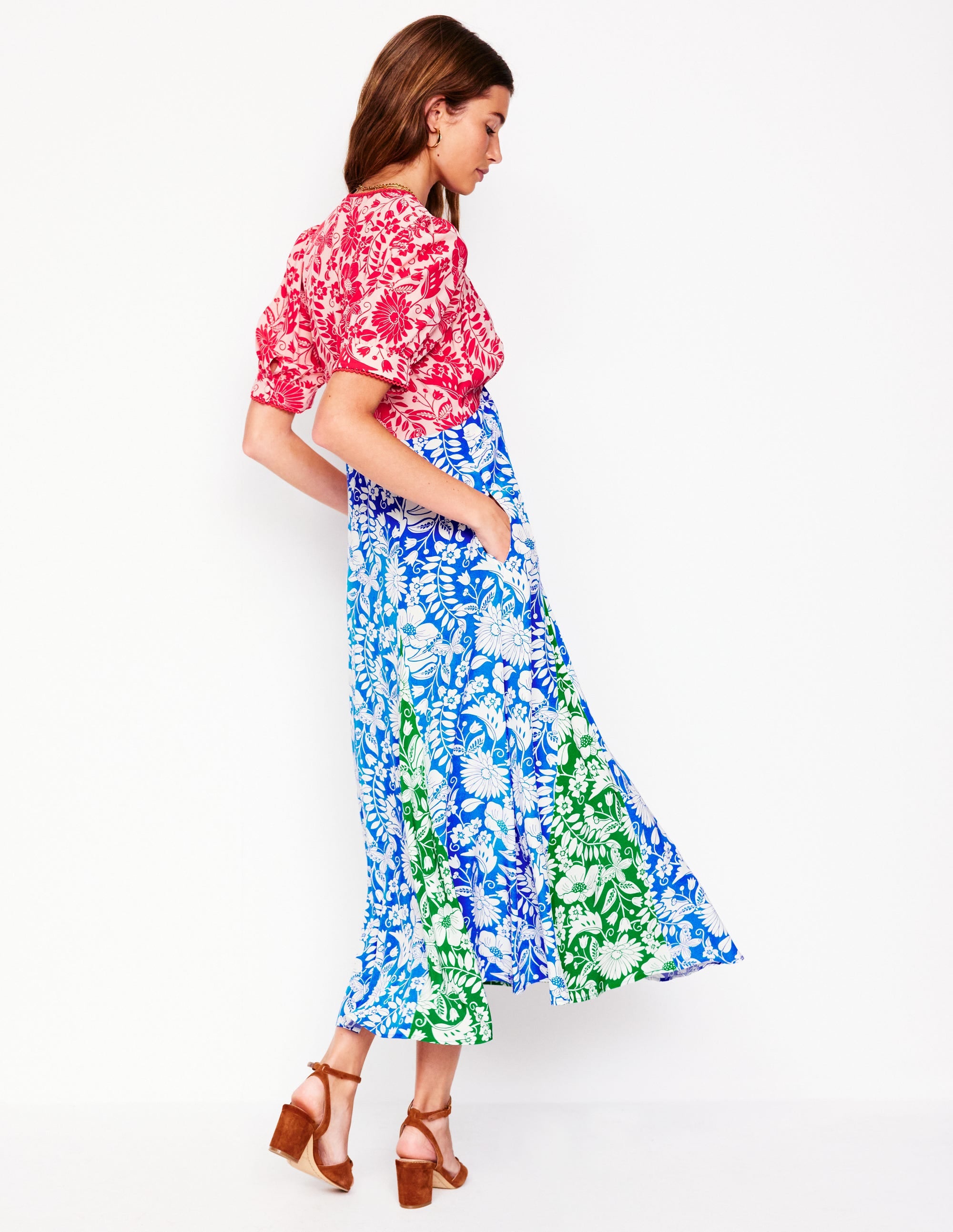 Rosie Godet Tea Dress-Multi, Wildflower Trail - Image 3