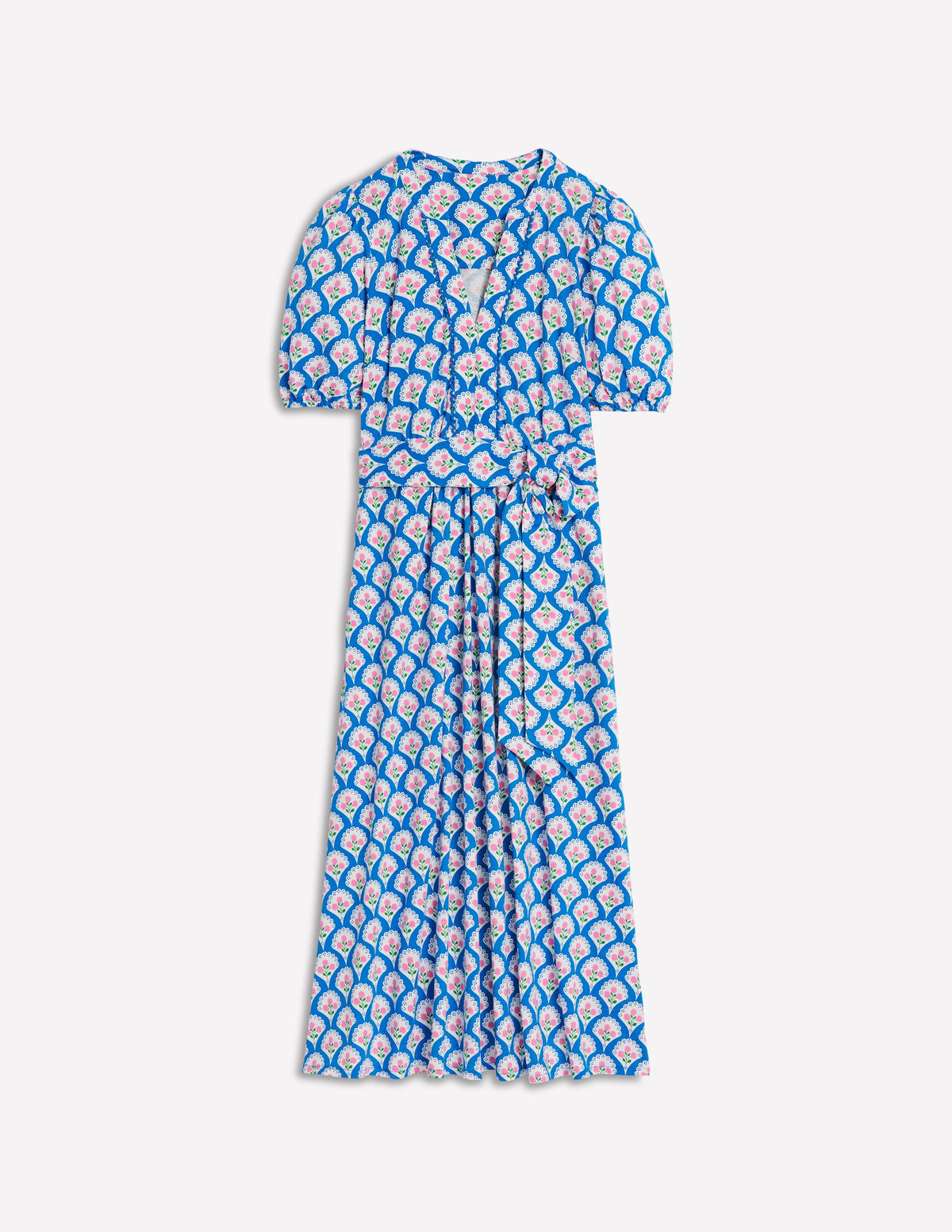 Sofia Trim Jersey Midi Dress-Bright Blue, Blossom Terrace - Image 5