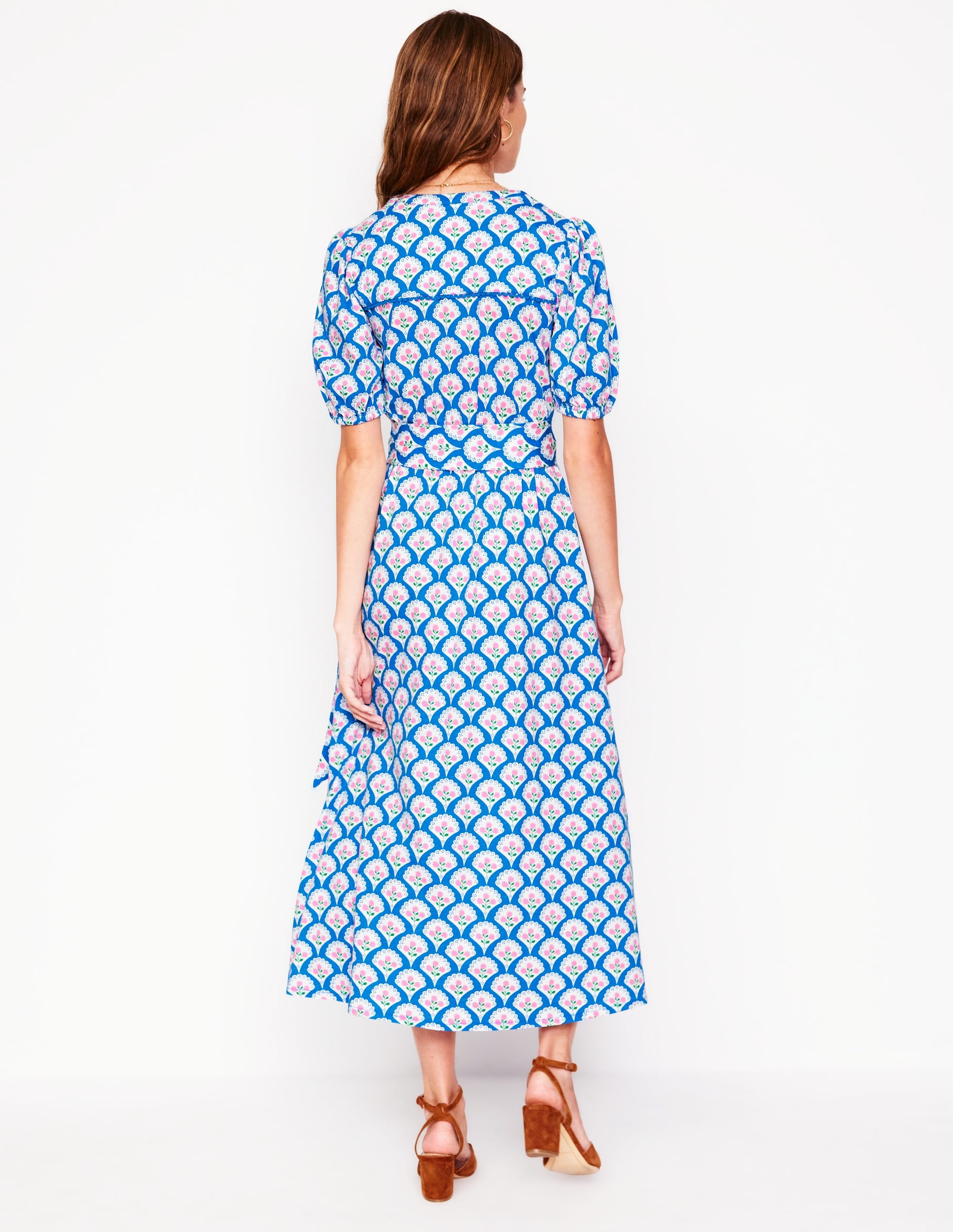 Sofia Trim Jersey Midi Dress-Bright Blue, Blossom Terrace - Image 3