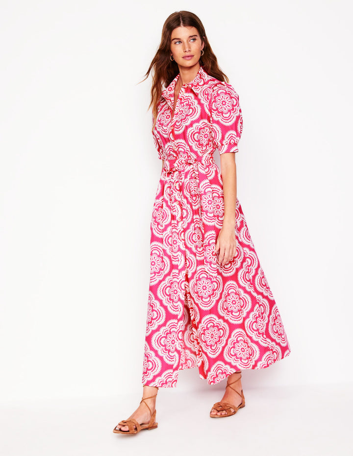 Alexa Maxi Shirt Dress-Pink Peony, Botanic Blush
