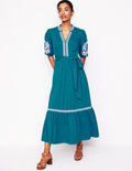 Amara Embroidered Jersey Dress-Deep Sea, Meadowsweet Pink