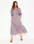 Elena Tiered Cotton Midi Dress-Ivory, Garden Vine