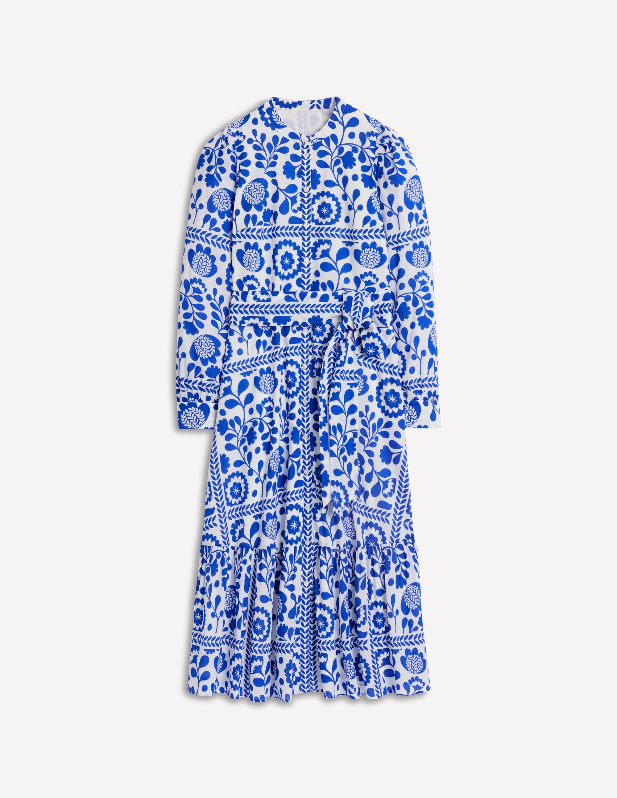 Mia Tiered Shirt Dress-Gallery Blue, Vine Tile - Image 6