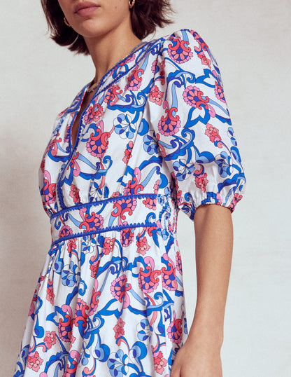 Rhea Embroidered Midi Dress-Ivory, Foliage Trail-3