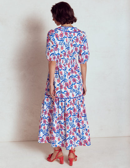 Rhea Embroidered Midi Dress-Ivory, Foliage Trail-4