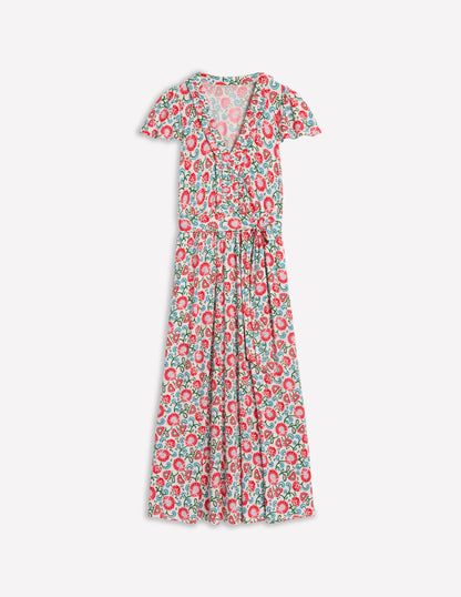 Nicola Jersey Tea Dress-Ivory, Garden Vine-6