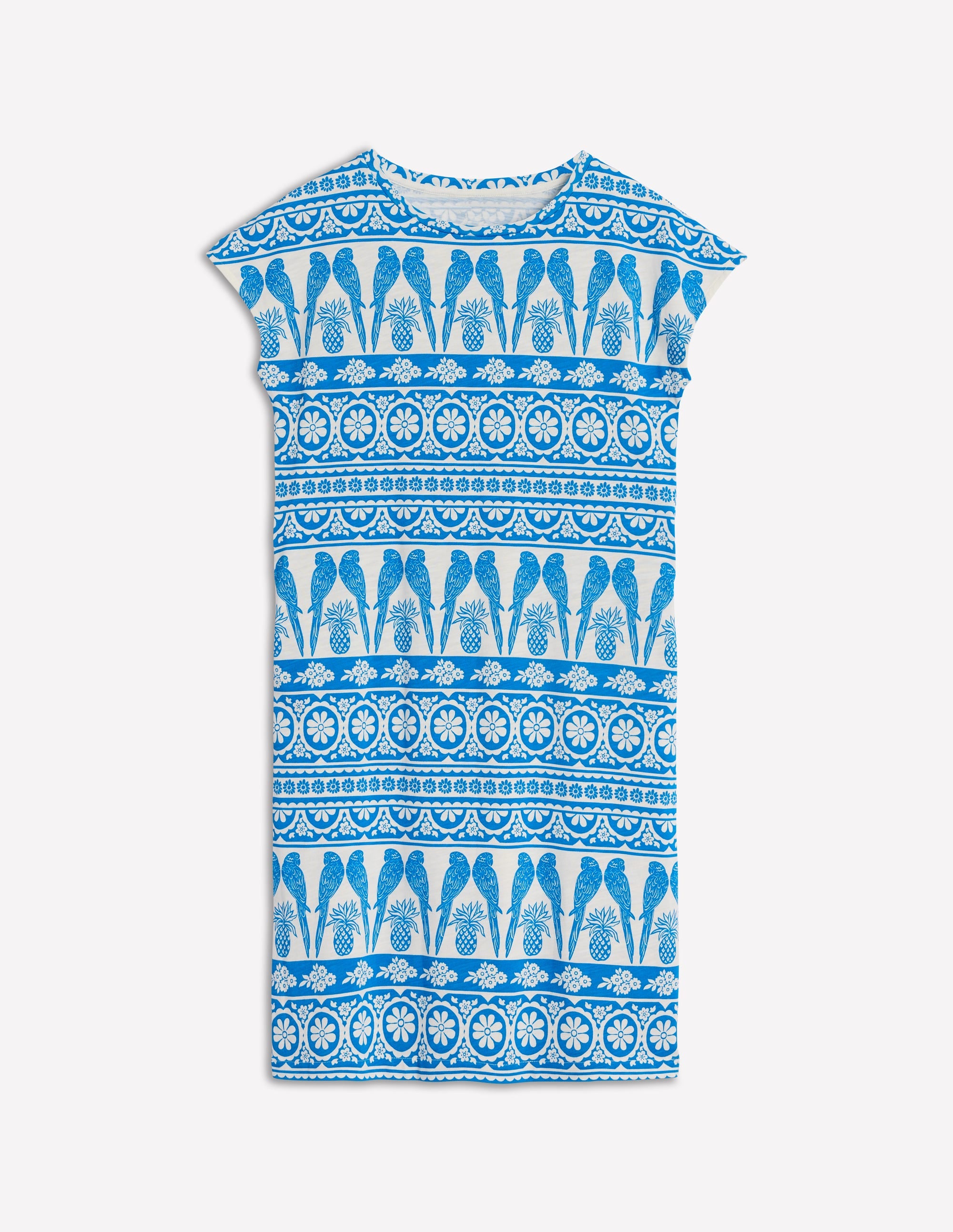 Leah Jersey T-shirt Dress-Cerulean Blue, Ornate Tropic - Image 5