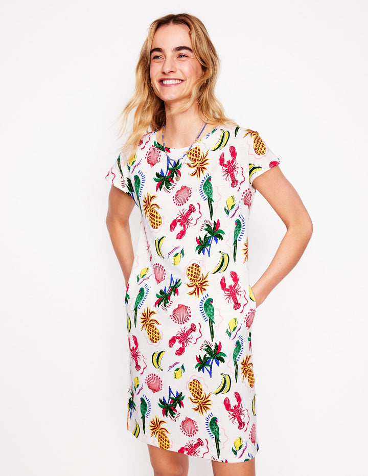 Leah Jersey T-shirt Dress-Tropical Bonanza Vine
