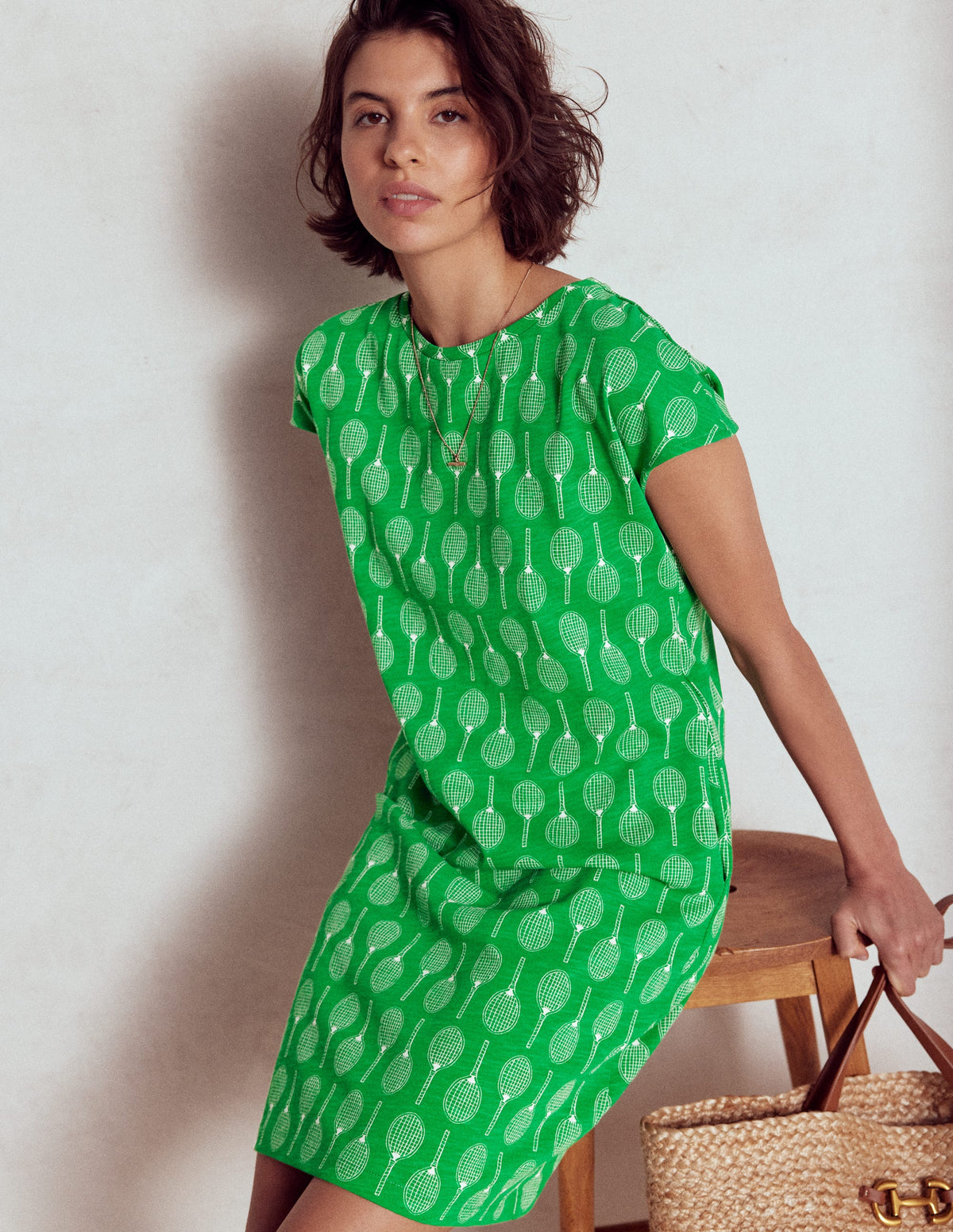 Leah Jersey T-shirt Dress-Rich Emerald, Tennis - Image 1