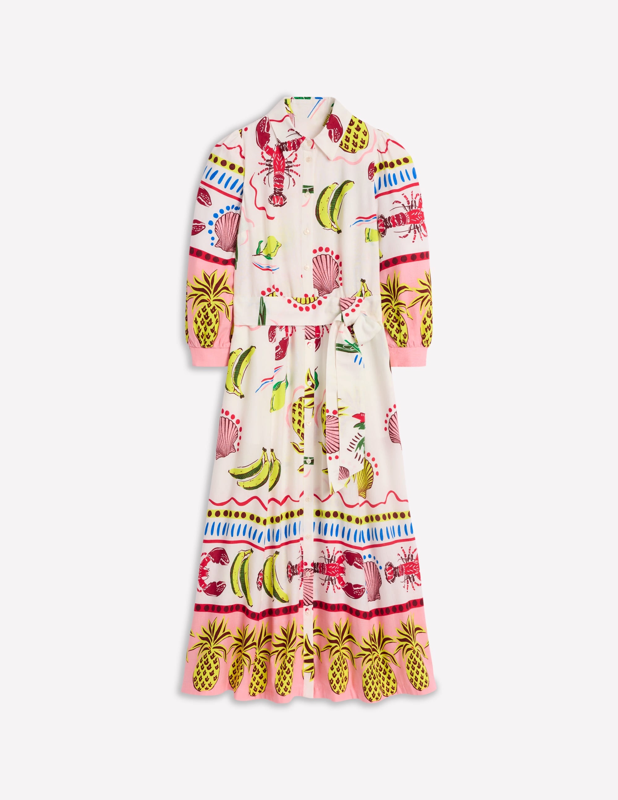 Clara Linen Blend Shirt Dress-Multi, Tropical Bonanza - Image 7