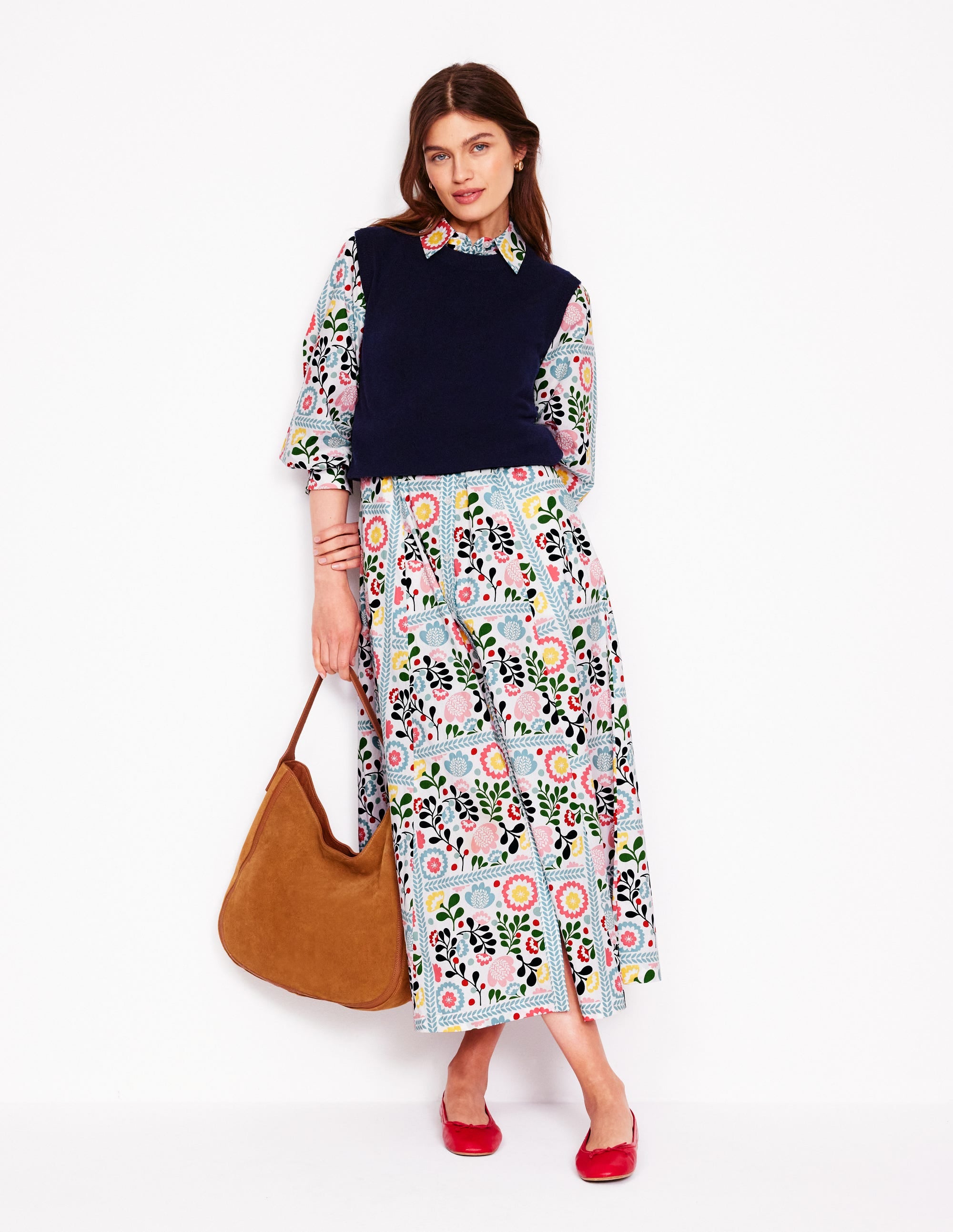 Clara Cotton Shirt Dress-Multi, Walled Garden - Image 5