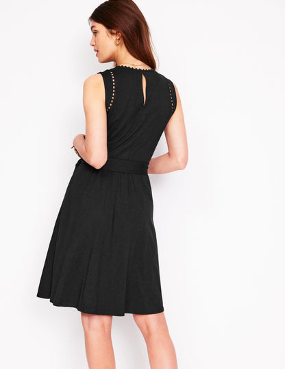 Mila Trim Short Jersey Dress-Black