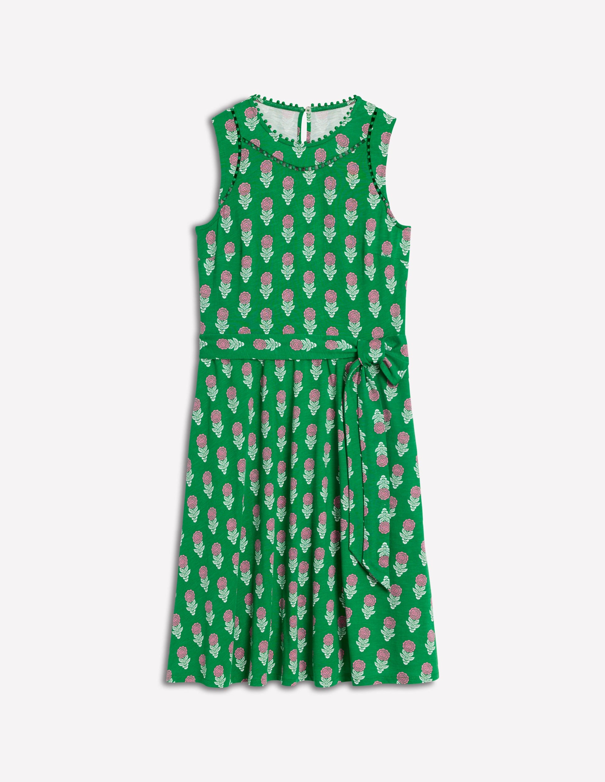 Mila Trim Short Jersey Dress-Rich Emerald, Dahlia Sprig-5