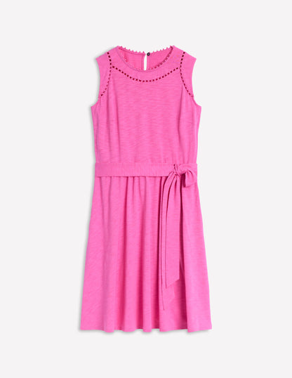Mila Trim Short Jersey Dress-Tickled Pink-5