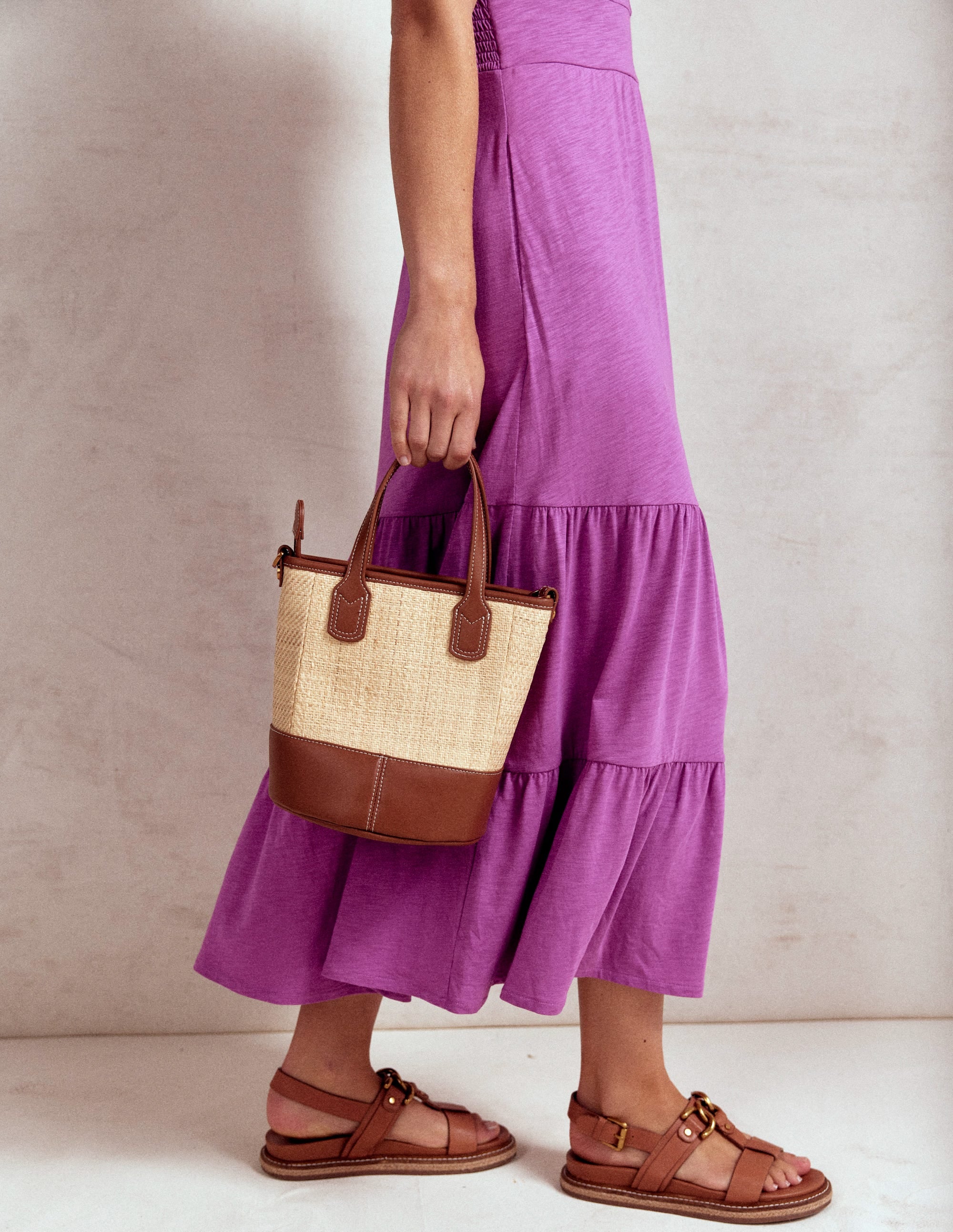 Eloise Tiered Jersey Dress-Foxglove Purple - Image 1