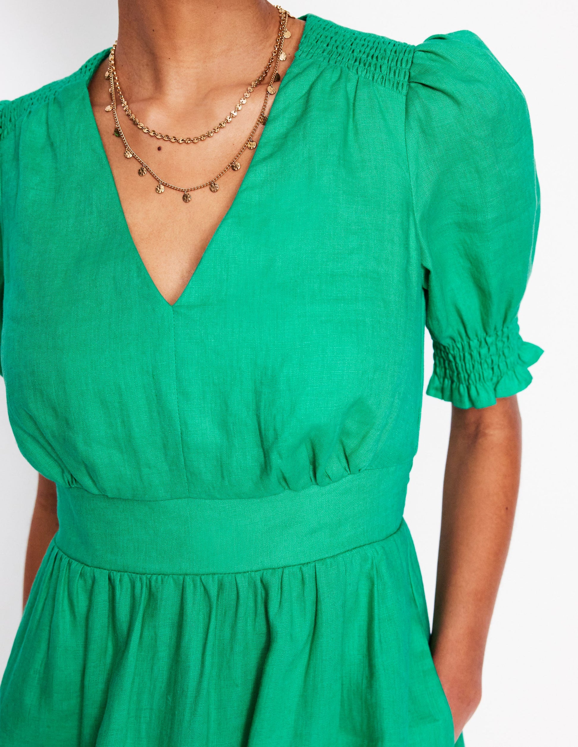 Anna Linen Short Dress-Aquamarine Blue-2