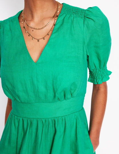 Anna Linen Short Dress-Aquamarine Blue-2