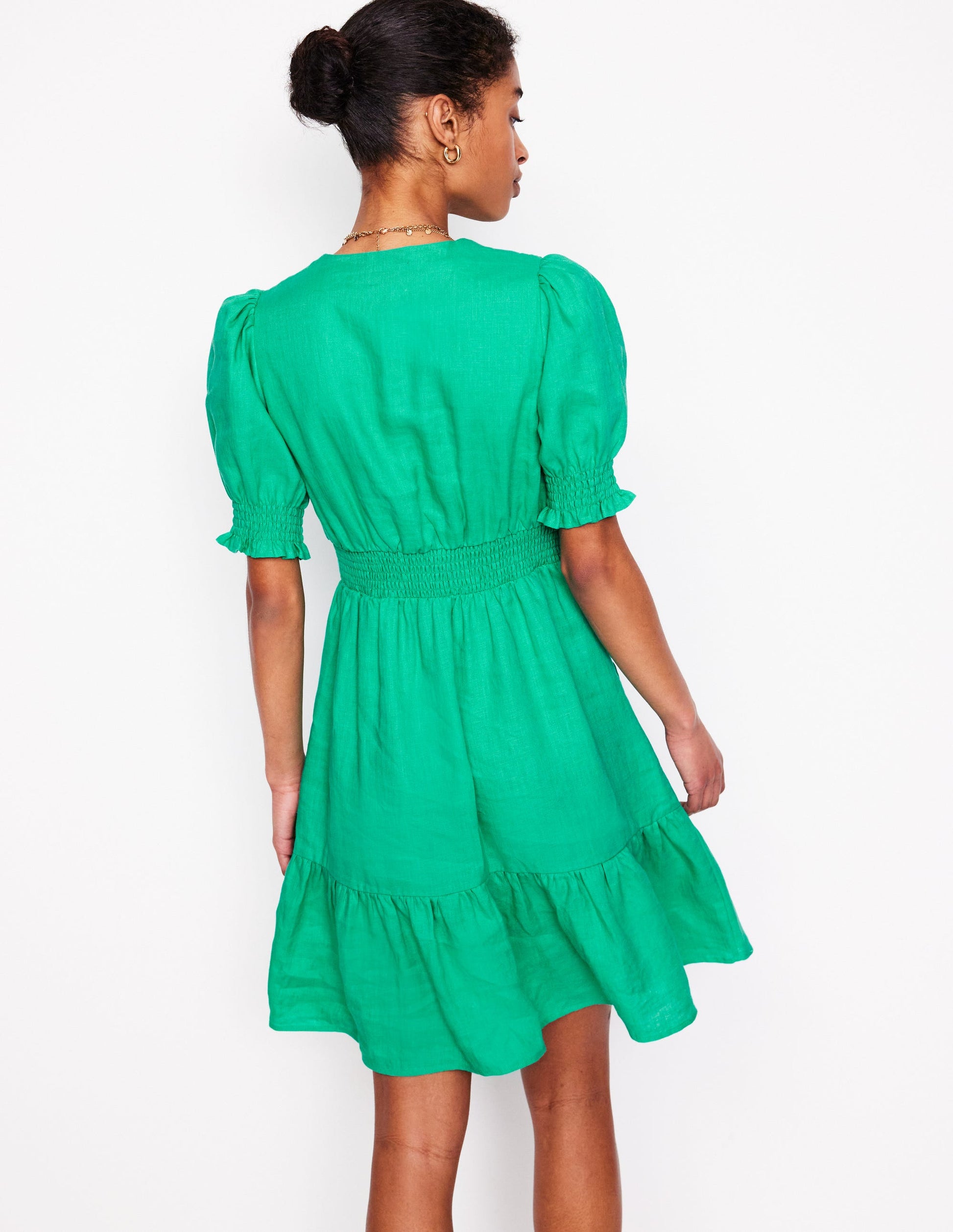 Anna Linen Short Dress-Aquamarine Blue-3