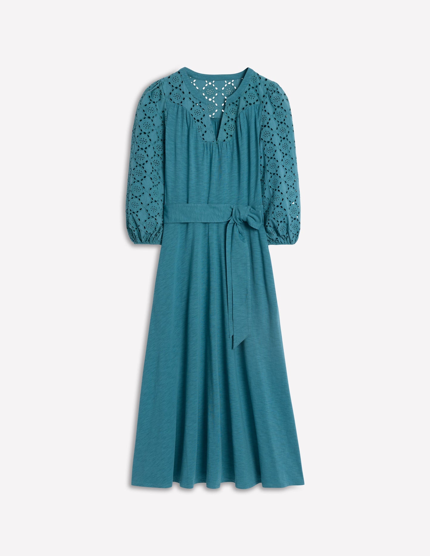 Eden Broderie Jersey Dress-Waterfall Blue