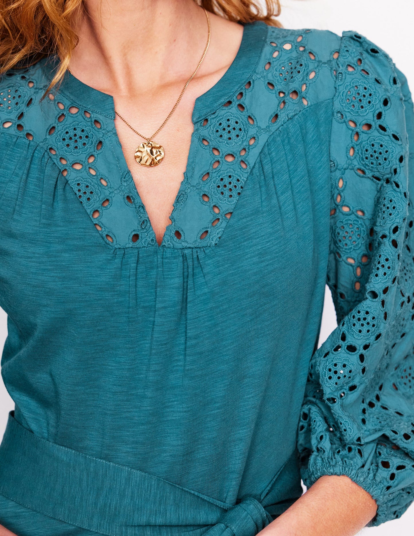 Eden Broderie Jersey Dress-Waterfall Blue