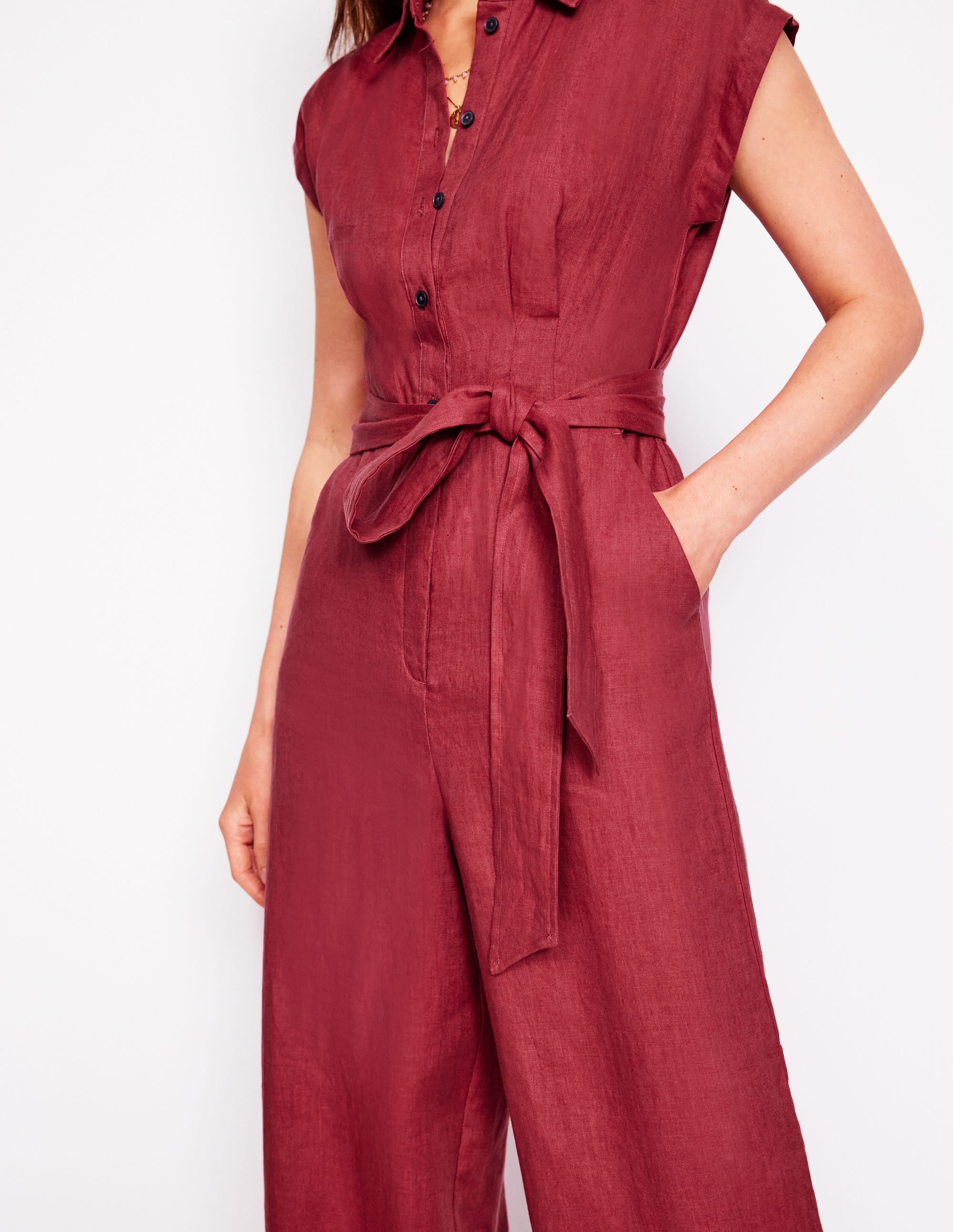 Colette Linen Jumpsuit-Terracotta Red - Image 2