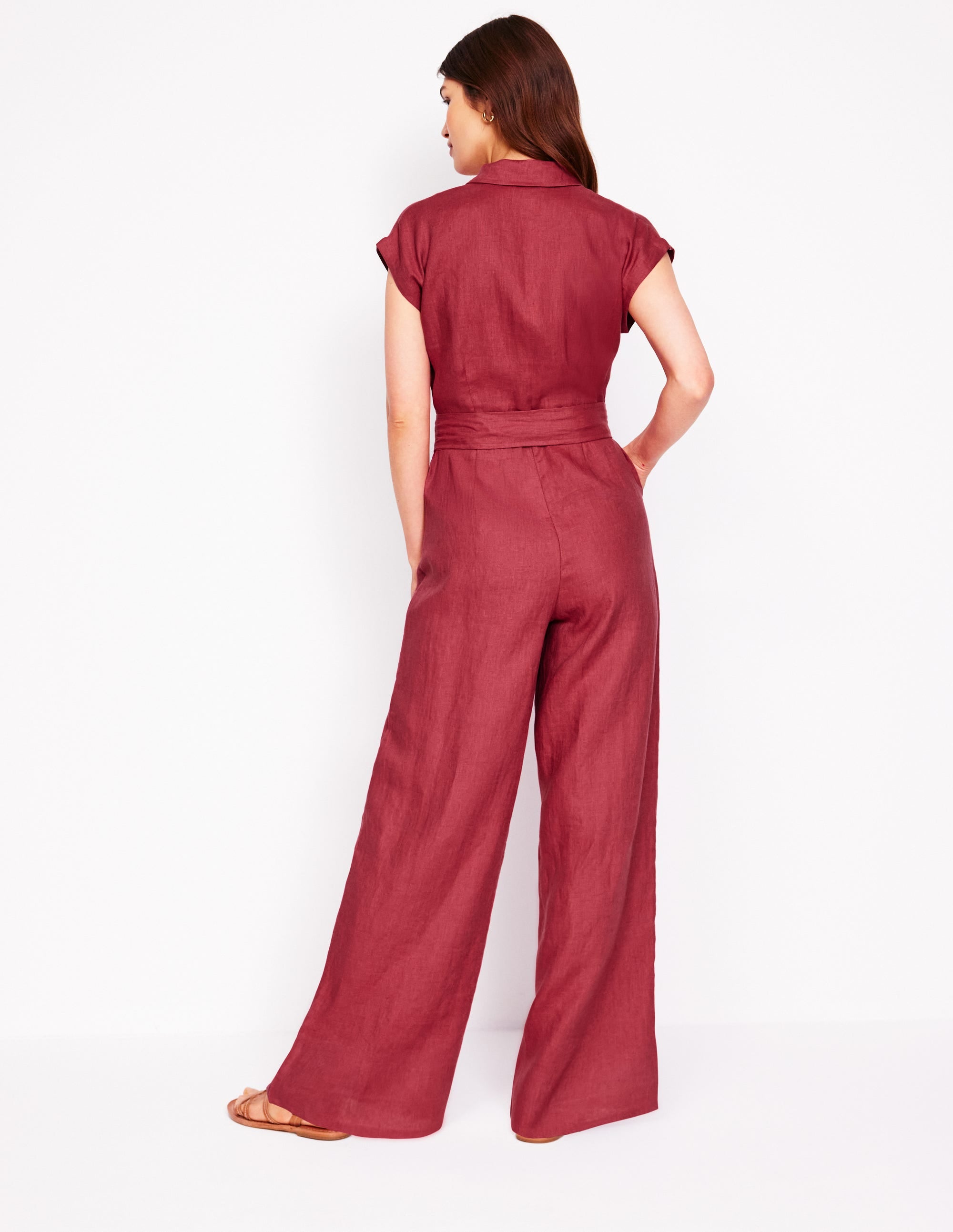 Colette Linen Jumpsuit-Terracotta Red - Image 3