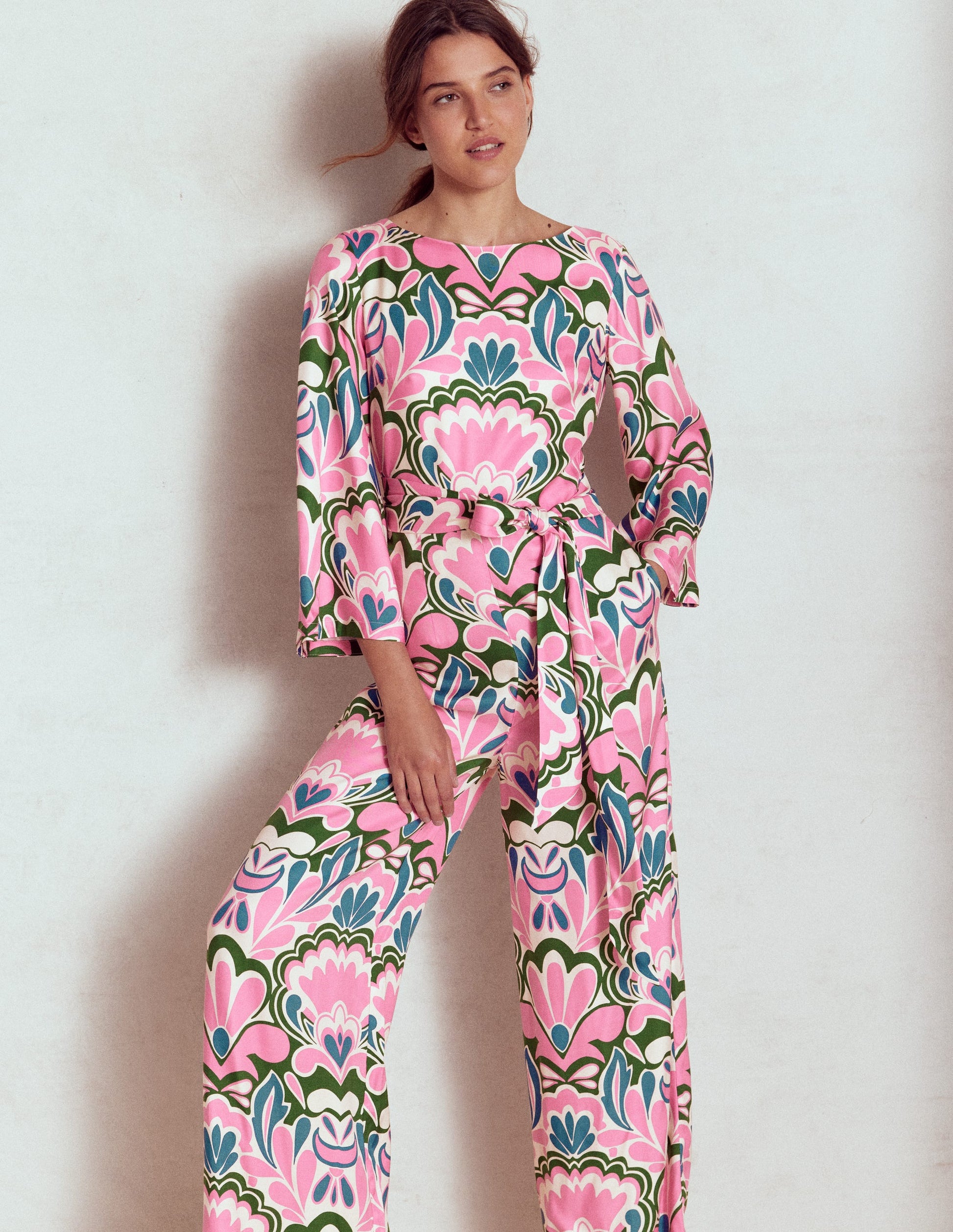 Kimono Sleeve Jumpsuit-Meadowsweet Pink, Freesia-1
