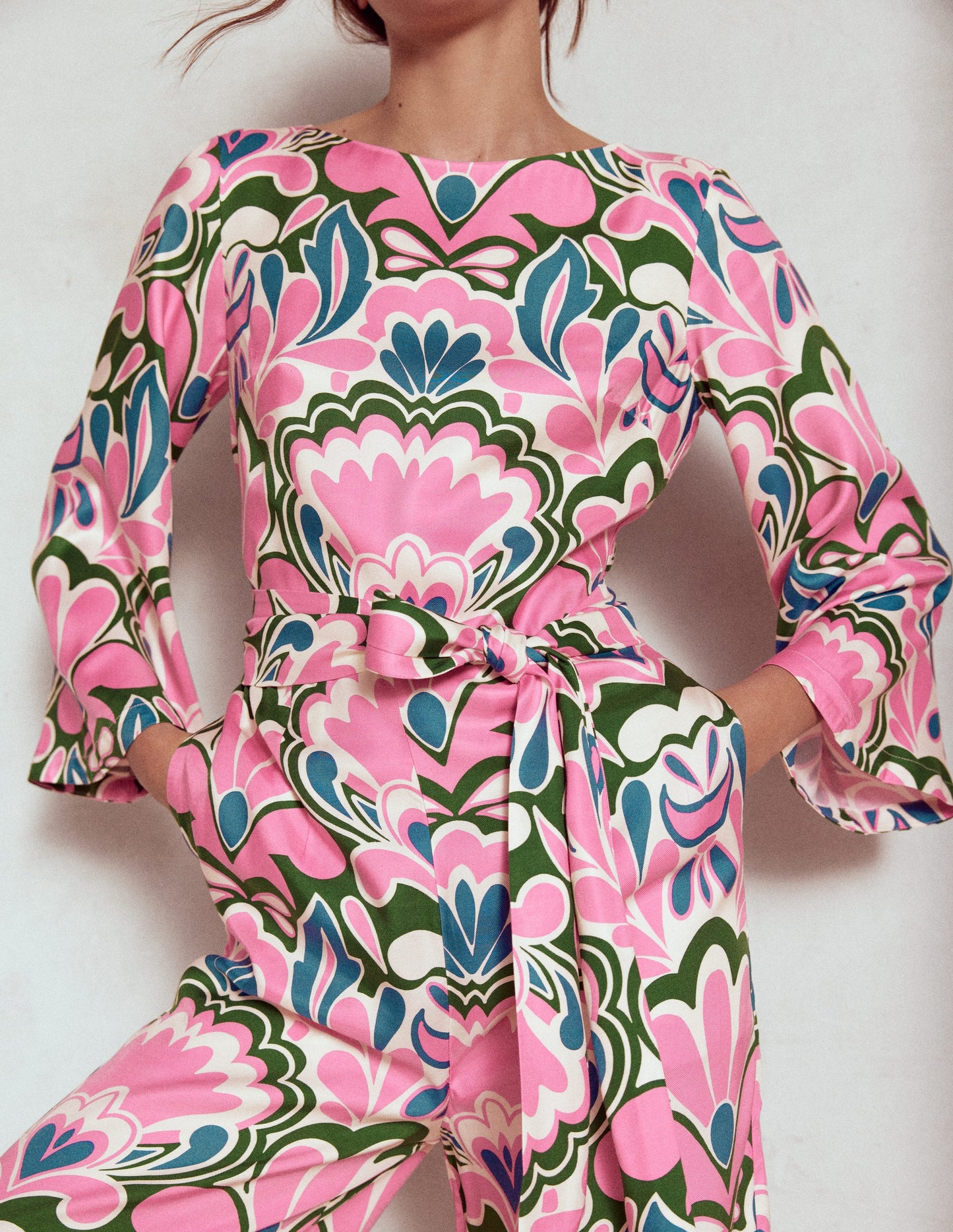 Kimono Sleeve Jumpsuit-Meadowsweet Pink, Freesia