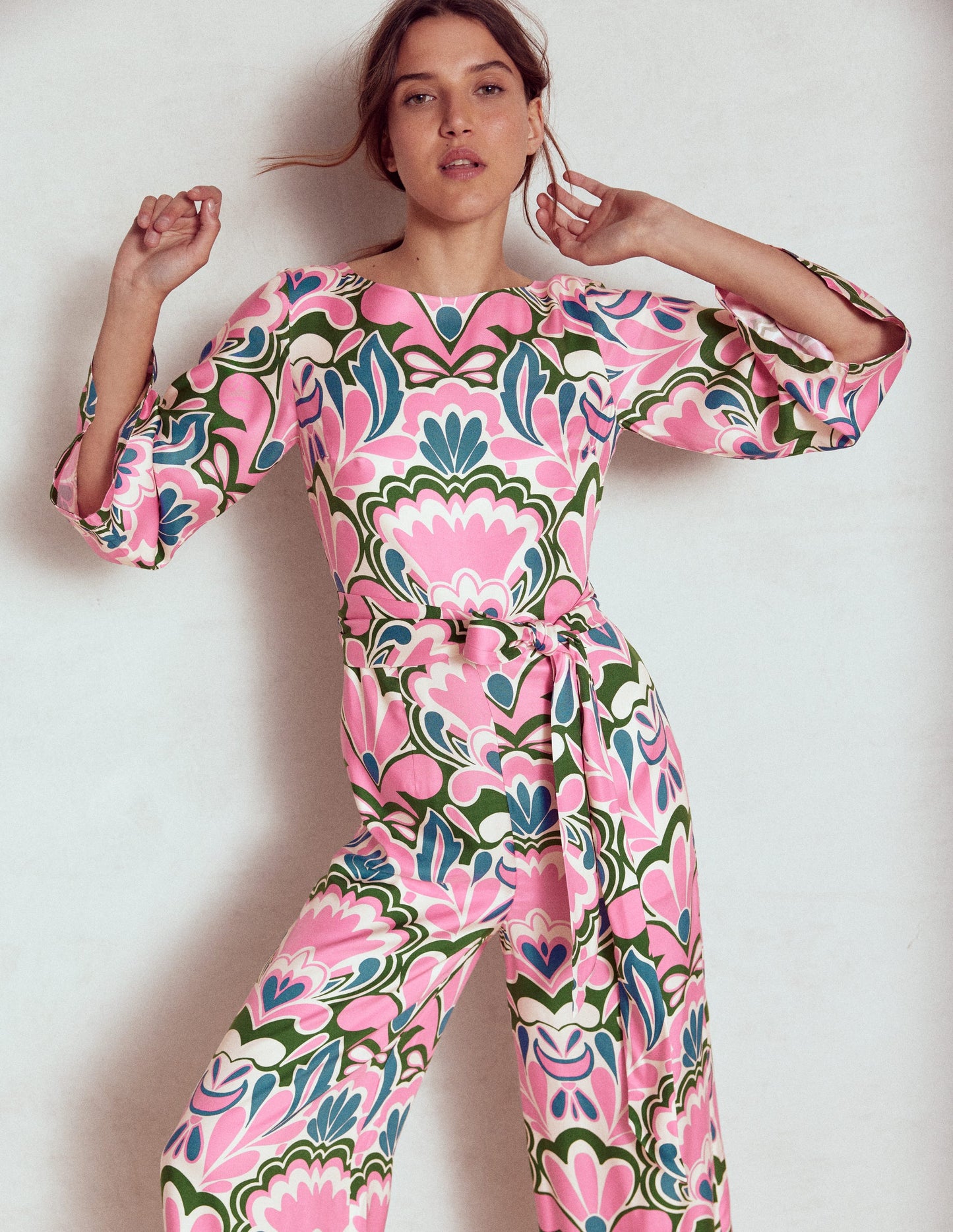 Kimono Sleeve Jumpsuit-Meadowsweet Pink, Freesia