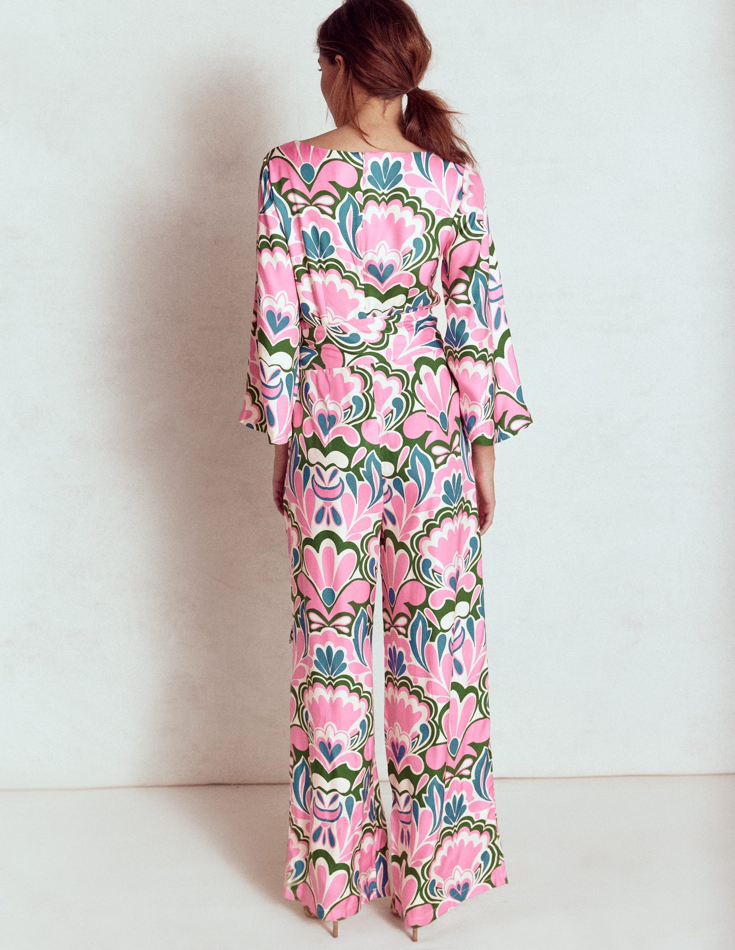 Kimono Sleeve Jumpsuit-Meadowsweet Pink, Freesia