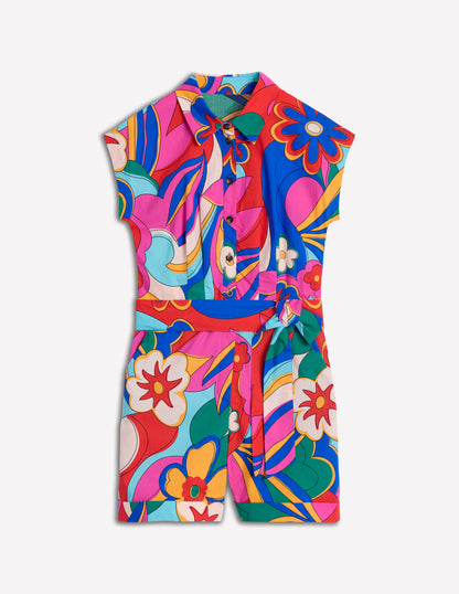 Casual Cotton Playsuit-Multi, Blossomy Pop-7