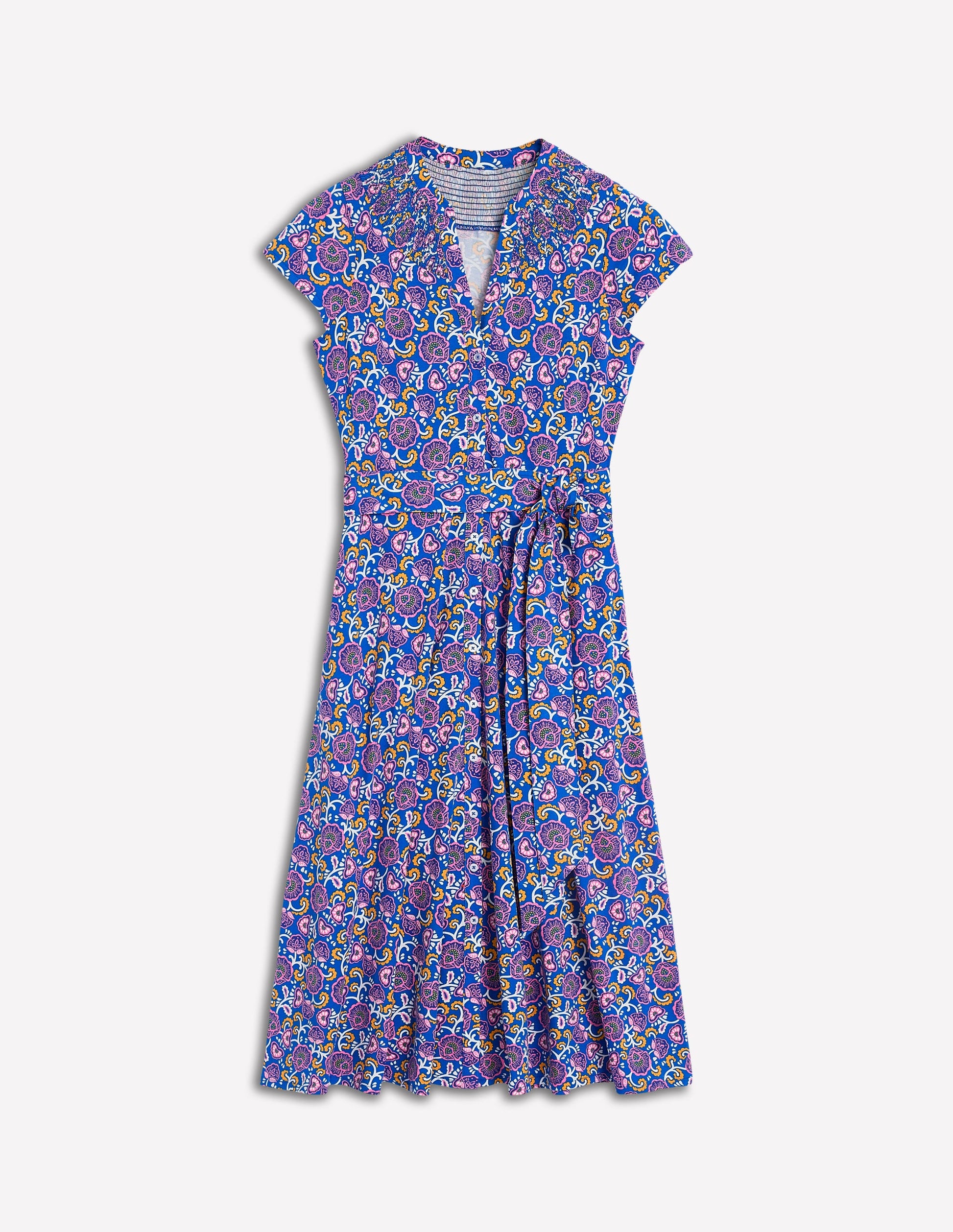 Sara Jersey Shirt Dress-Gallery Blue, Garden Vine-5