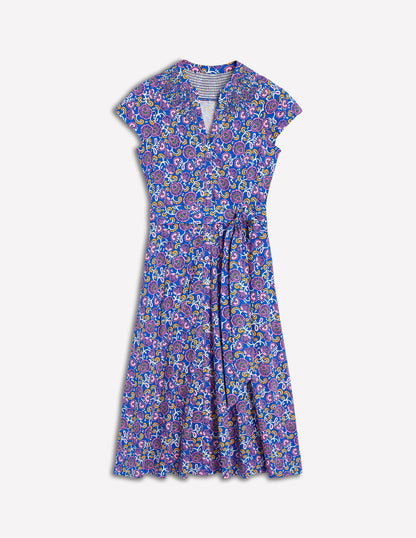 Sara Jersey Shirt Dress-Gallery Blue, Garden Vine-5
