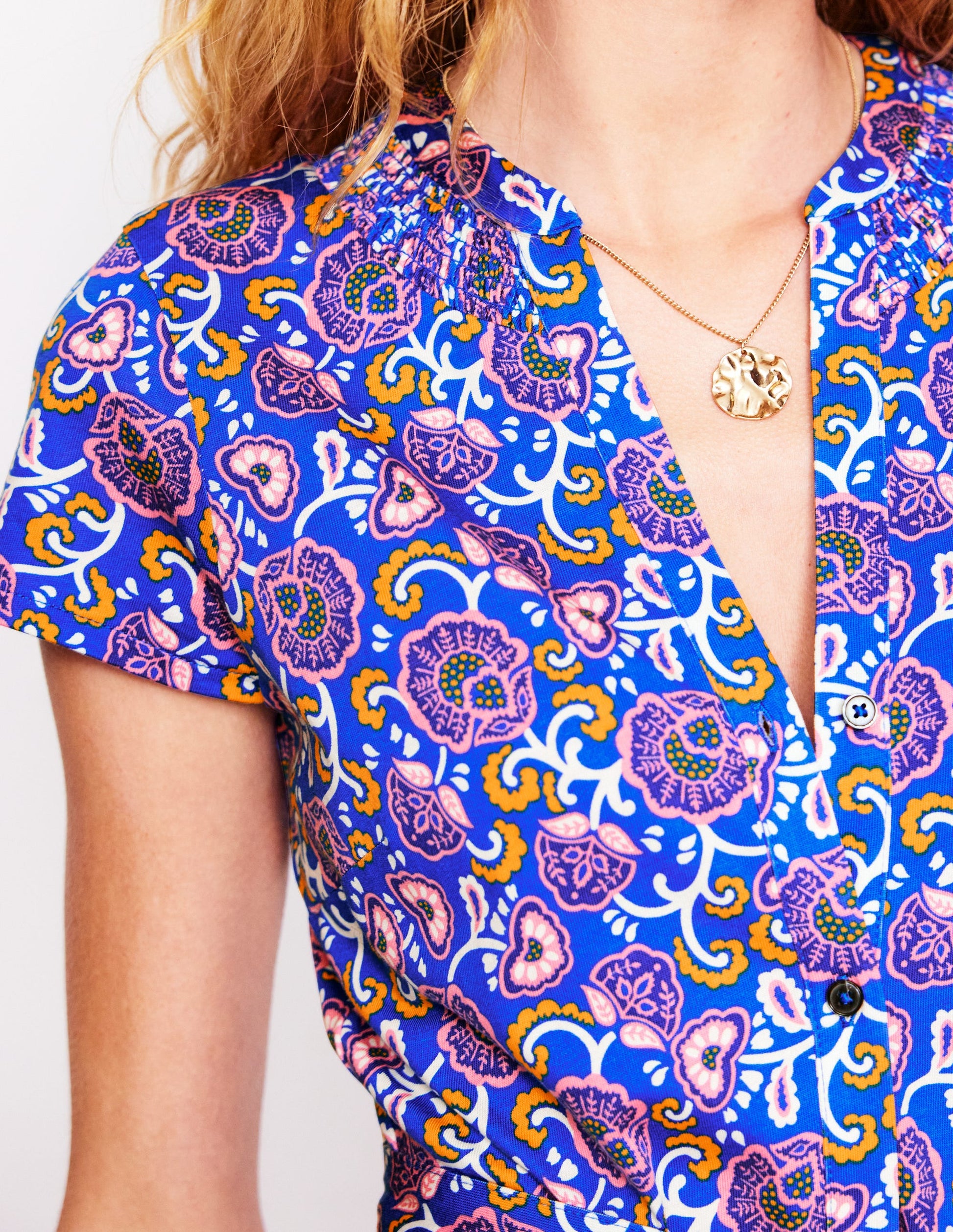 Sara Jersey Shirt Dress-Gallery Blue, Garden Vine-2