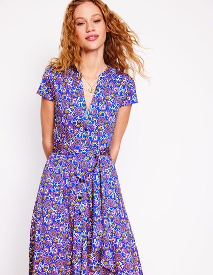 Sara Jersey Shirt Dress-Gallery Blue, Garden Vine-4