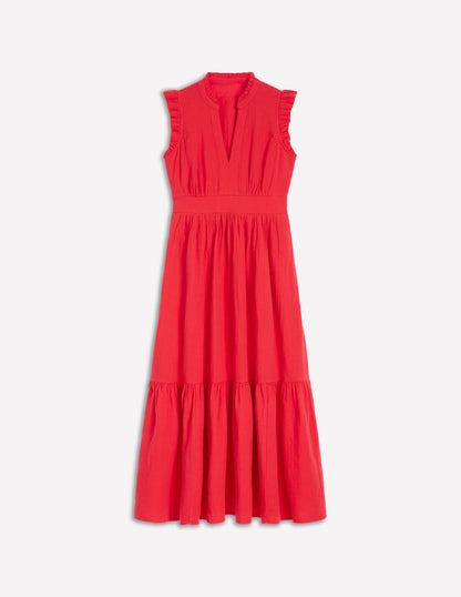 Wren Double Cloth Midi Dress-Strawberry Tart Red-5
