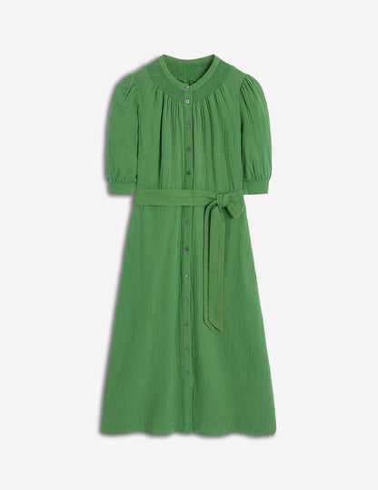 Ada Double Cloth Midi Dress-Paradise Green-5