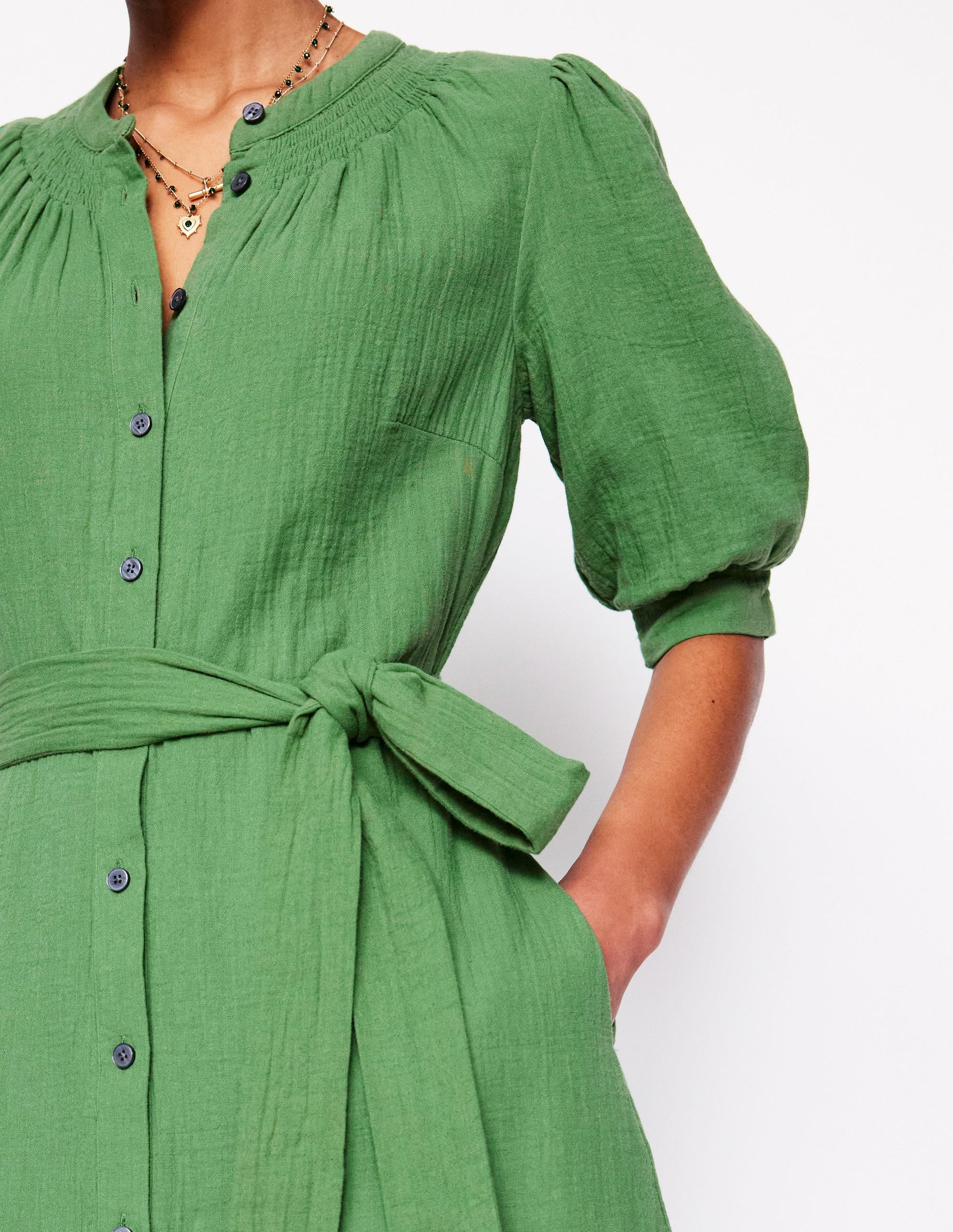 Ada Double Cloth Midi Dress-Paradise Green-2